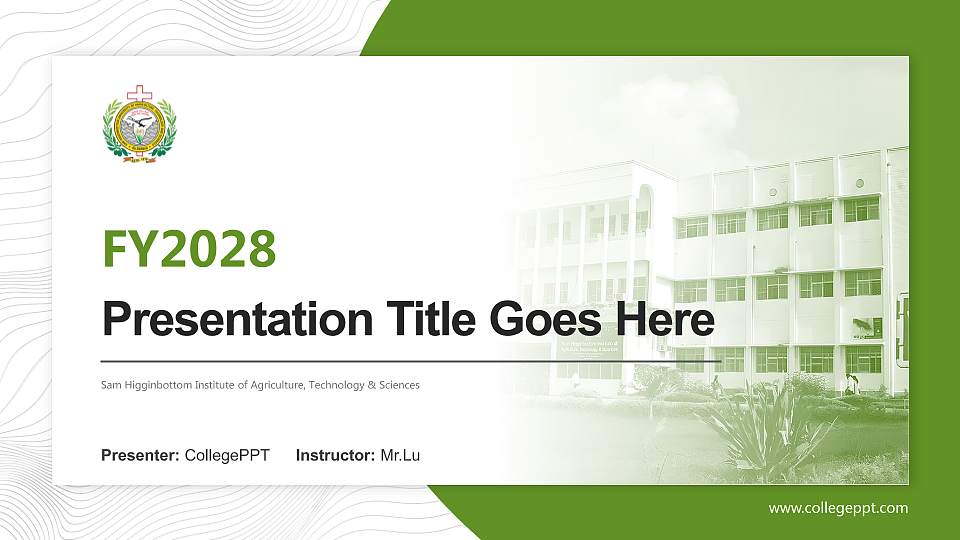 Sam Higginbottom Institute of Agriculture, Technology & Sciences Academic Presentation/Research Findings Report PPT Template16:9 ratio PPT effect preview image