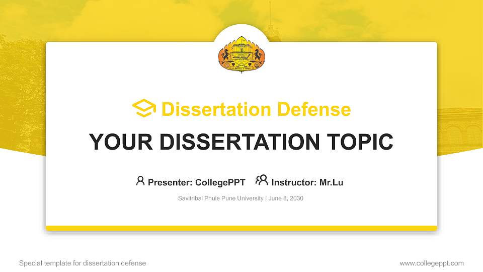 Savitribai Phule Pune University Graduation Thesis Defense PPT Template16:9 ratio PPT effect preview image