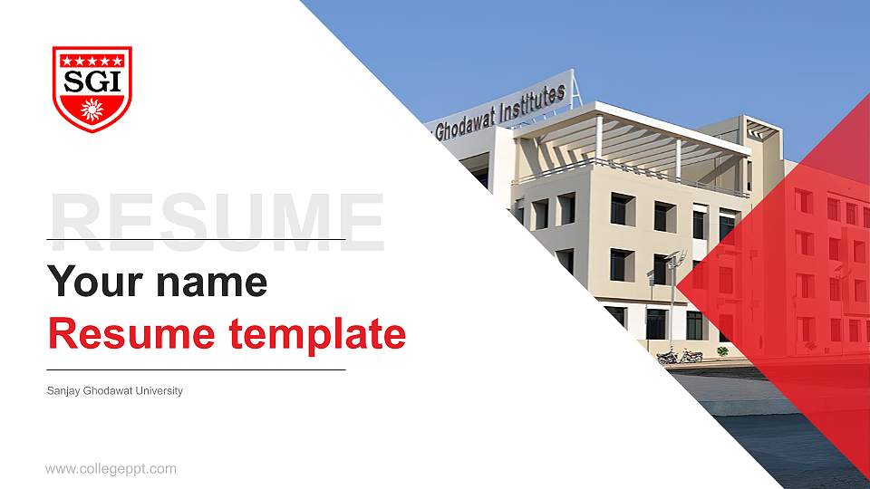 Sanjay Ghodawat University Resume PPT Template16:9 ratio PPT effect preview image
