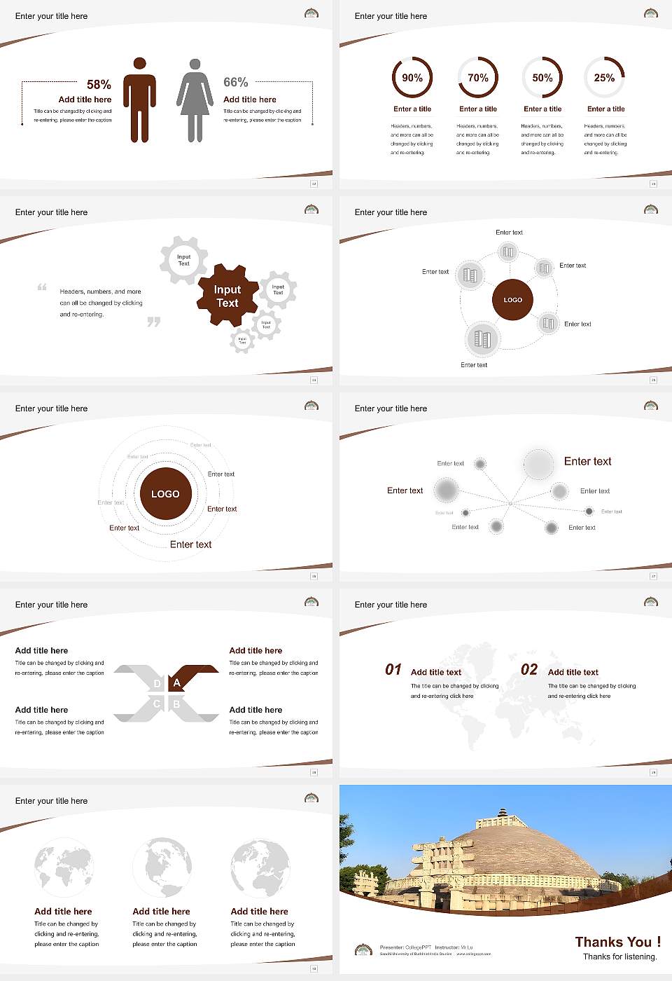 Sanchi University of Buddhist-Indic Studies Course/Courseware Creation PPT Template16:9 ratio PPT effect preview image4