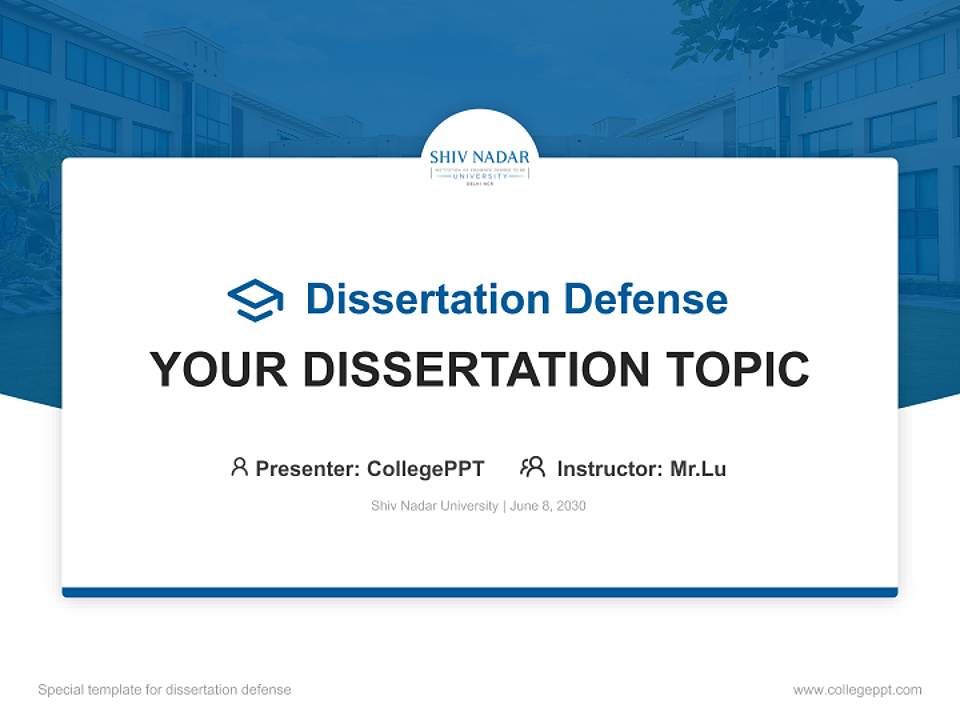 Shiv Nadar University Graduation Thesis Defense PPT Template4:3 ratio PPT effect preview image7