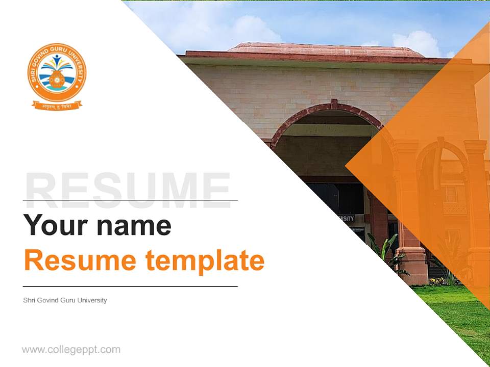 Shri Govind Guru University Resume PPT Template4:3 ratio PPT effect preview image5