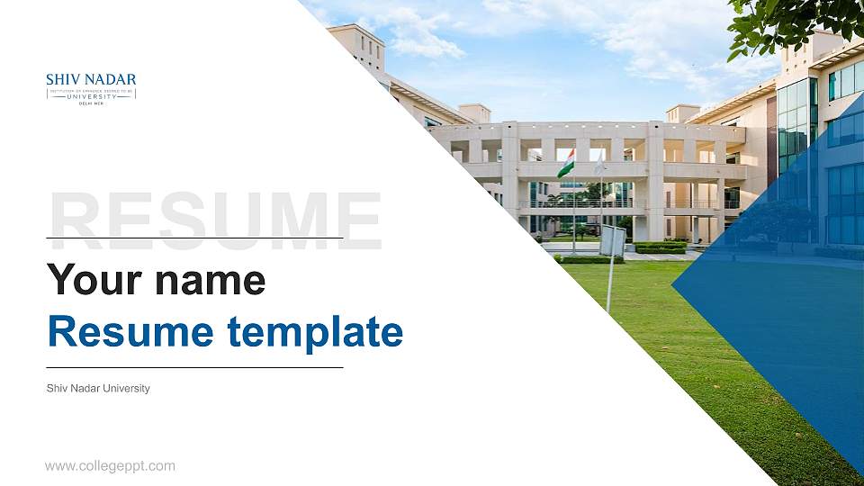 Shiv Nadar University Resume PPT Template16:9 ratio PPT effect preview image