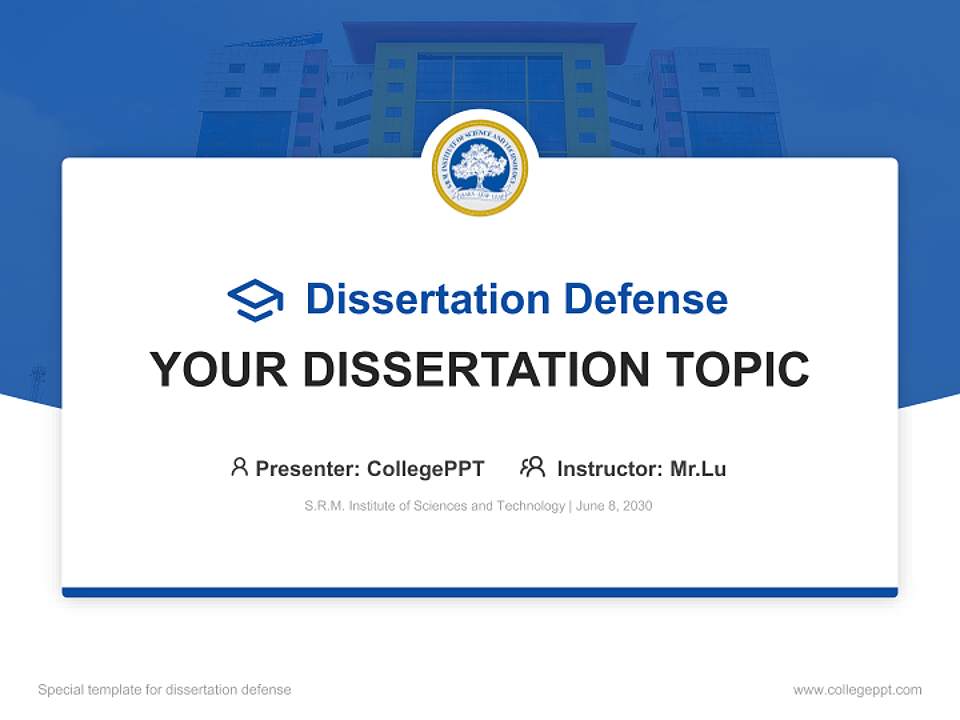 S.R.M. Institute of Sciences and Technology Graduation Thesis Defense PPT Template4:3 ratio PPT effect preview image7