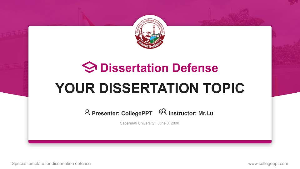 Sabarmati University Graduation Thesis Defense PPT Template16:9 ratio PPT effect preview image