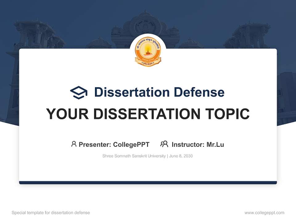 Shree Somnath Sanskrit University Graduation Thesis Defense PPT Template4:3 ratio PPT effect preview image7