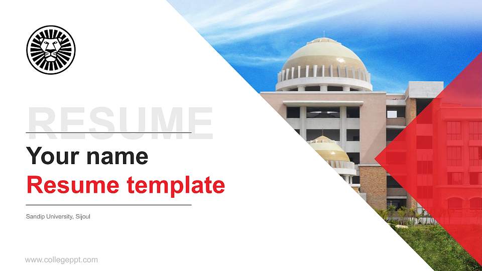 Sandip University, Sijoul Resume PPT Template16:9 ratio PPT effect preview image