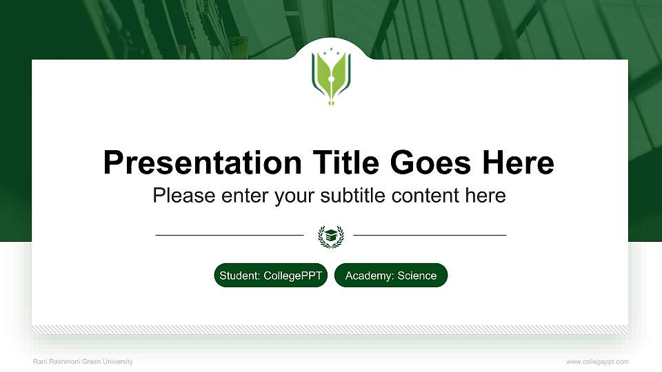 Rani Rashmoni Green University National Scholarship Defense PPT Template16:9 ratio PPT effect preview image