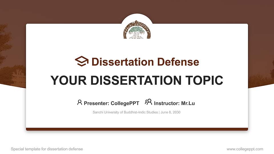 Sanchi University of Buddhist-Indic Studies Graduation Thesis Defense PPT Template16:9 ratio PPT effect preview image