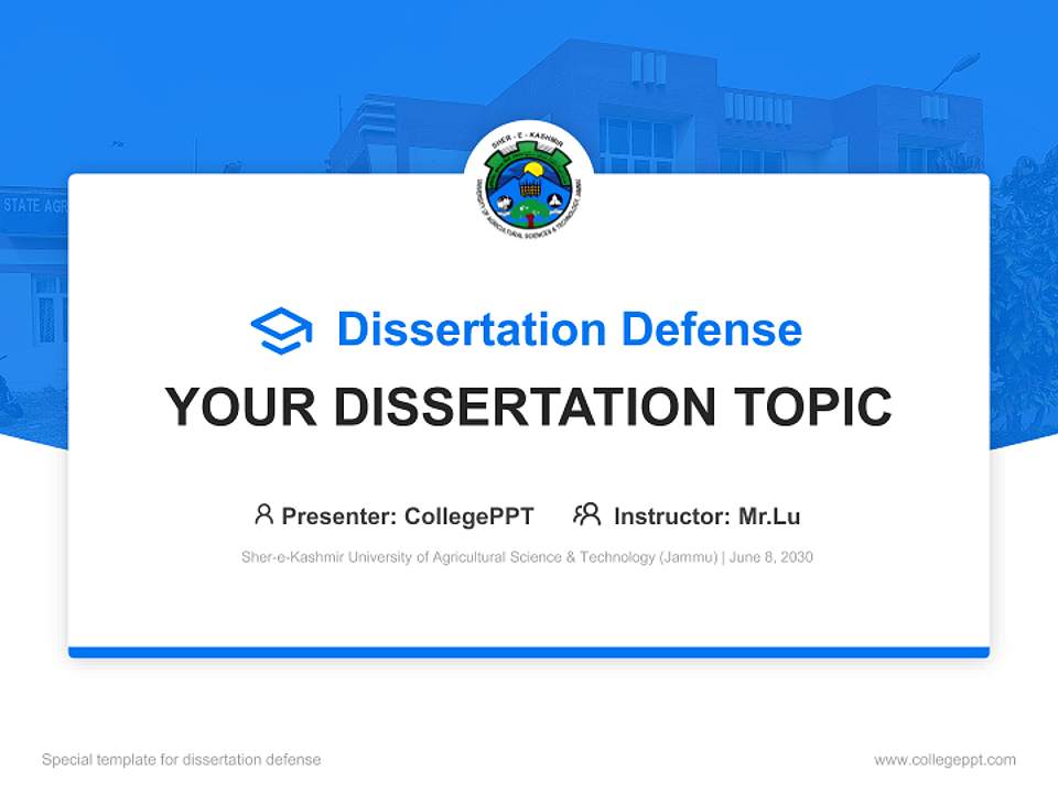 Sher-e-Kashmir University of Agricultural Science & Technology (Jammu) Graduation Thesis Defense PPT Template4:3 ratio PPT effect preview image7