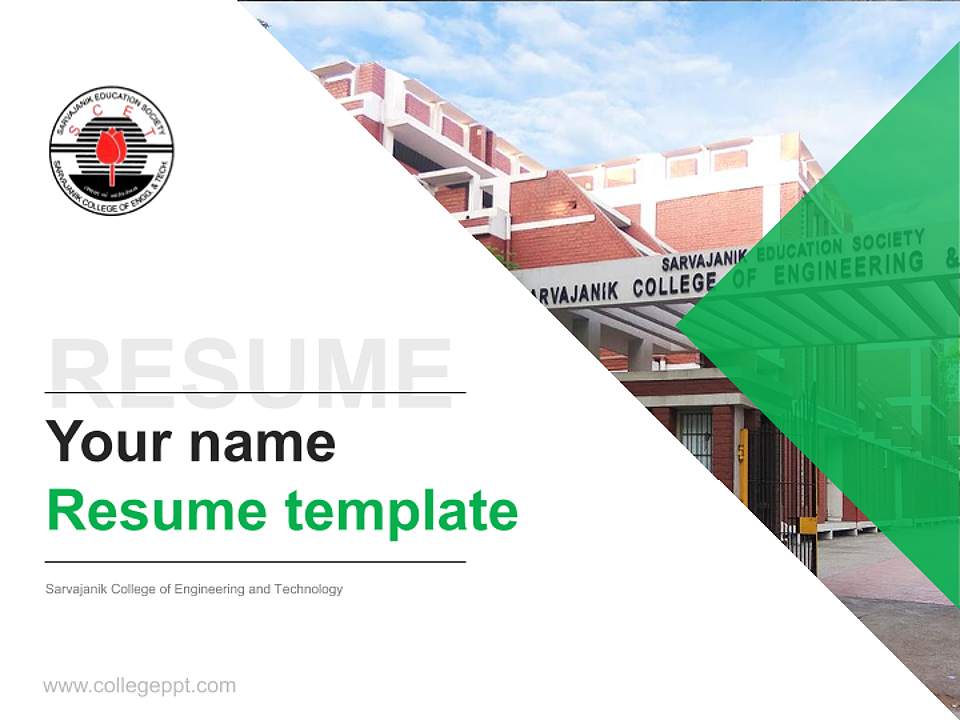 Sarvajanik College of Engineering and Technology Resume PPT Template4:3 ratio PPT effect preview image5