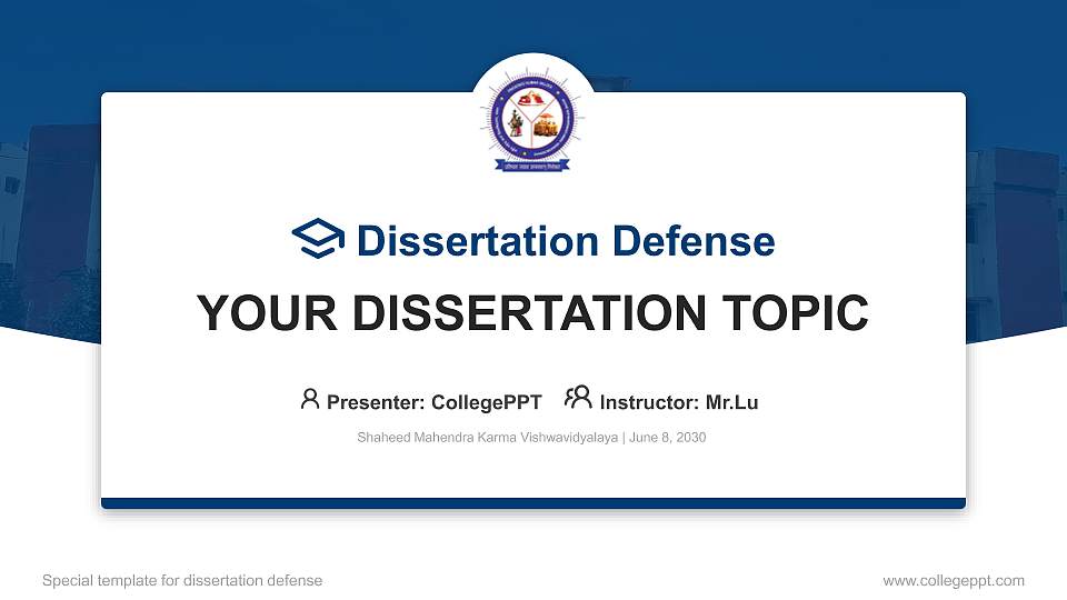 Shaheed Mahendra Karma Vishwavidyalaya Graduation Thesis Defense PPT Template16:9 ratio PPT effect preview image