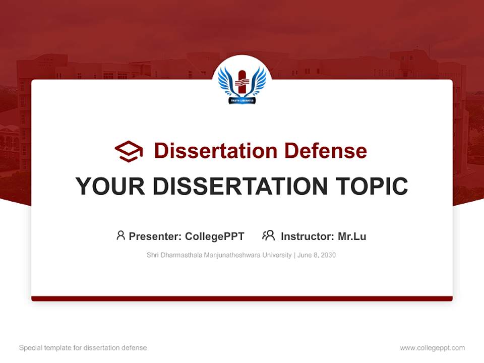 Shri Dharmasthala Manjunatheshwara University Graduation Thesis Defense PPT Template4:3 ratio PPT effect preview image7