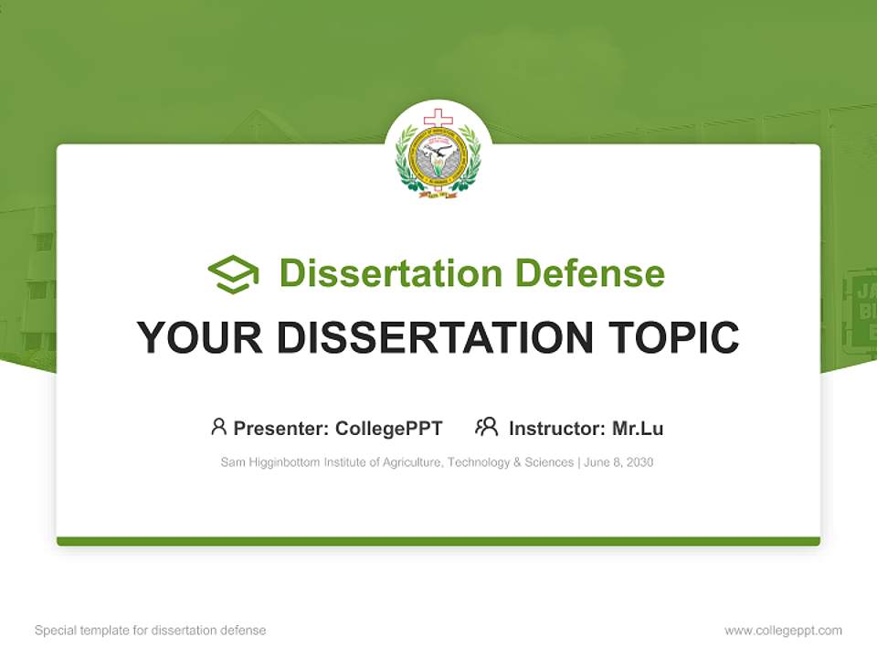 Sam Higginbottom Institute of Agriculture, Technology & Sciences Graduation Thesis Defense PPT Template4:3 ratio PPT effect preview image7