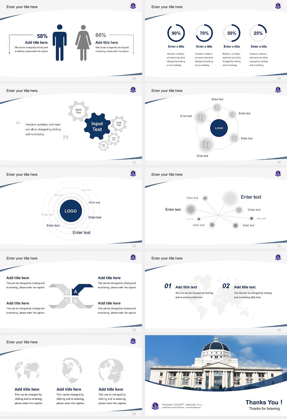 Sangai International University Course/Courseware Creation PPT Template16:9 ratio PPT effect preview image4