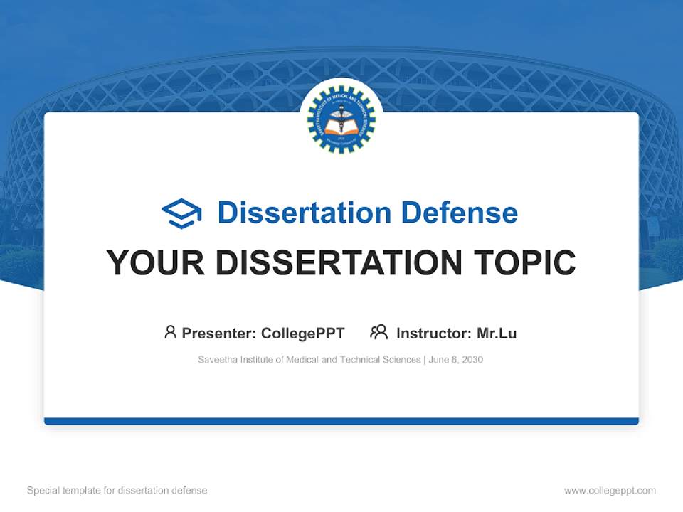 Saveetha Institute of Medical and Technical Sciences Graduation Thesis Defense PPT Template4:3 ratio PPT effect preview image7