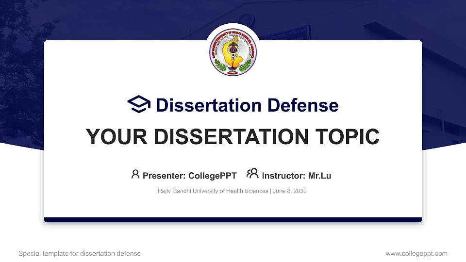Rajiv Gandhi University of Health Sciences Graduation Thesis Defense PPT Template16:9 ratio PPT effect preview image