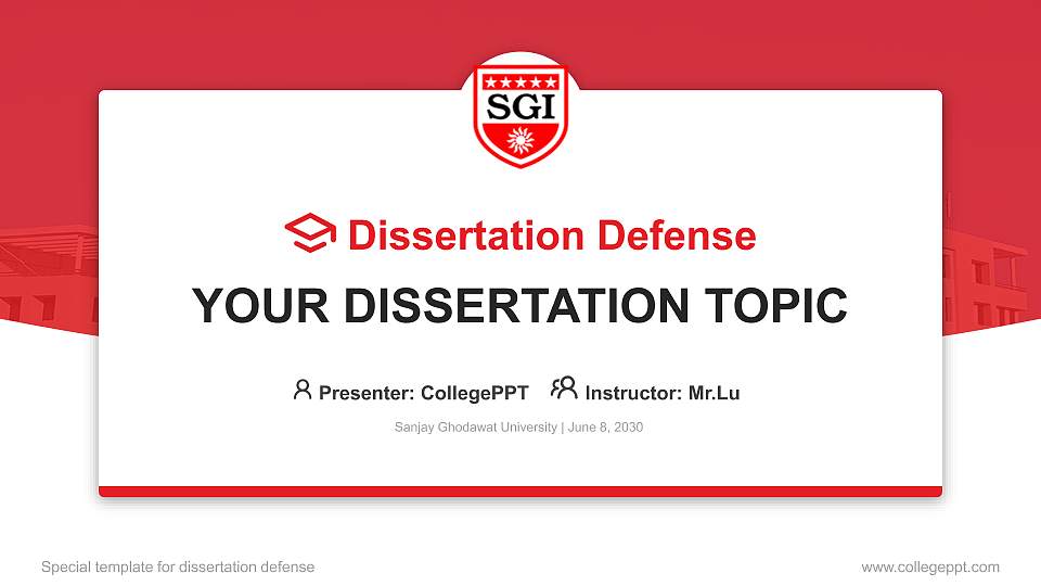 Sanjay Ghodawat University Graduation Thesis Defense PPT Template16:9 ratio PPT effect preview image