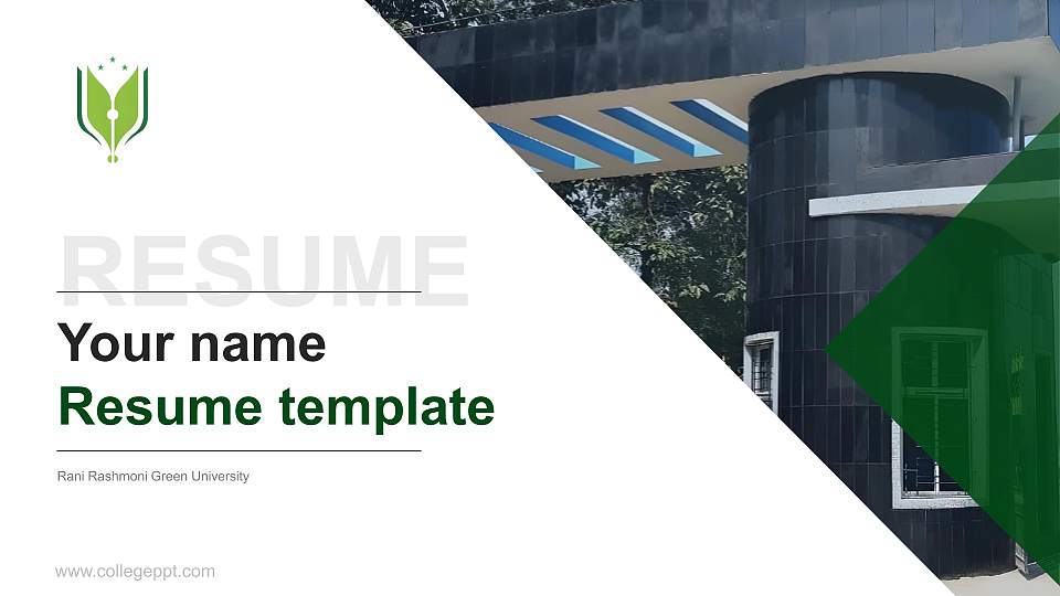 Rani Rashmoni Green University Resume PPT Template16:9 ratio PPT effect preview image