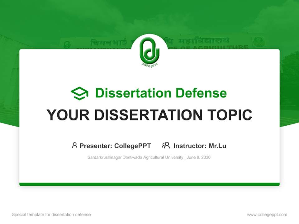 Sardarkrushinagar Dantiwada Agricultural University Graduation Thesis Defense PPT Template4:3 ratio PPT effect preview image7