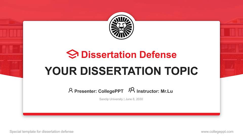 Sandip University Graduation Thesis Defense PPT Template16:9 ratio PPT effect preview image