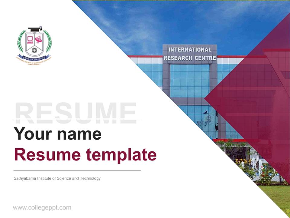 Sathyabama Institute of Science and Technology Resume PPT Template4:3 ratio PPT effect preview image5