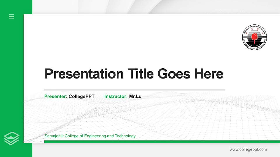 Sarvajanik College of Engineering and Technology Thesis Proposal/Graduation Defense PPT Template16:9 ratio PPT effect preview image