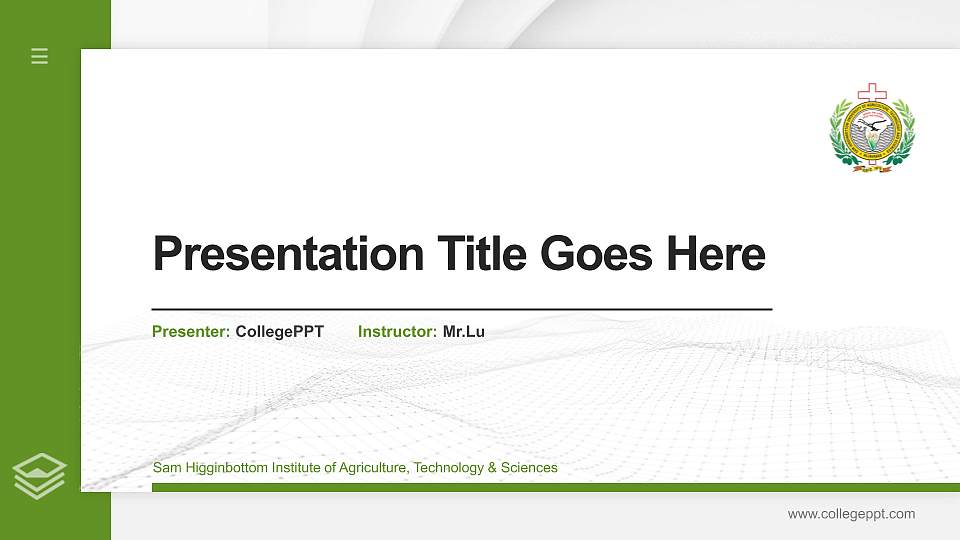 Sam Higginbottom Institute of Agriculture, Technology & Sciences Thesis Proposal/Graduation Defense PPT Template16:9 ratio PPT effect preview image