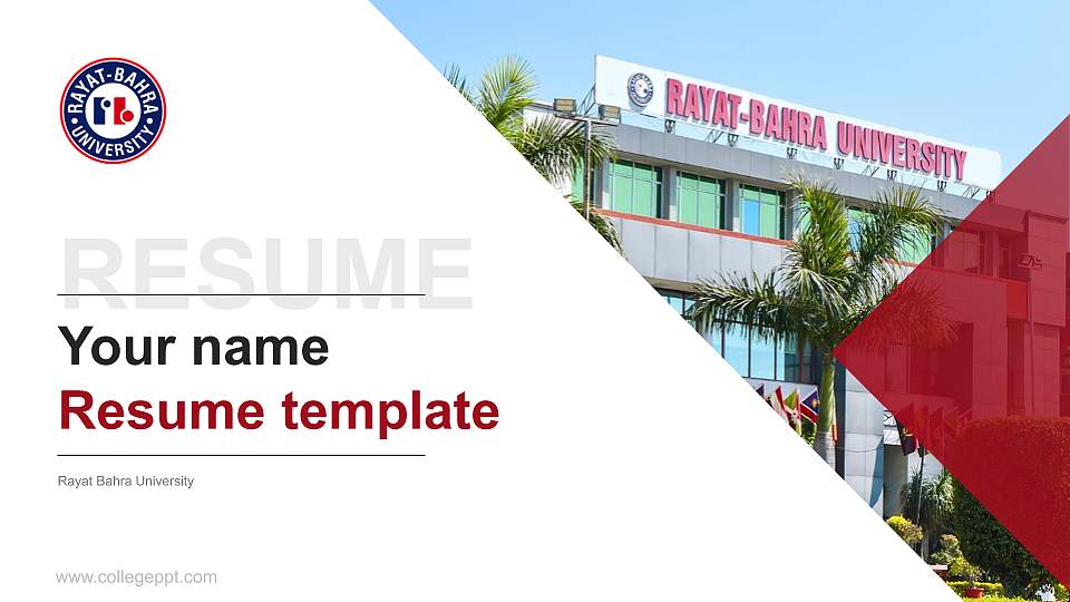 Rayat Bahra University Resume PPT Template16:9 ratio PPT effect preview image