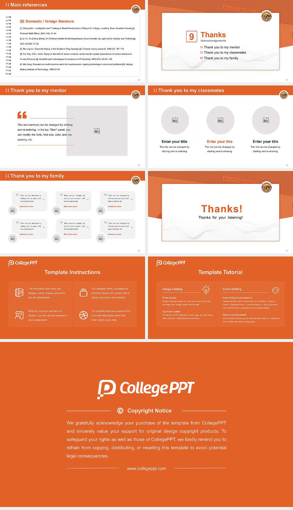 Saurashtra University Graduation Thesis Defense PPT Template16:9 ratio PPT effect preview image7