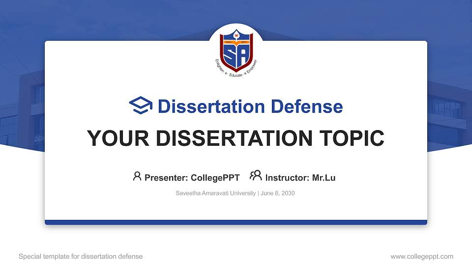 Saveetha Amaravati University Graduation Thesis Defense PPT Template16:9 ratio PPT effect preview image