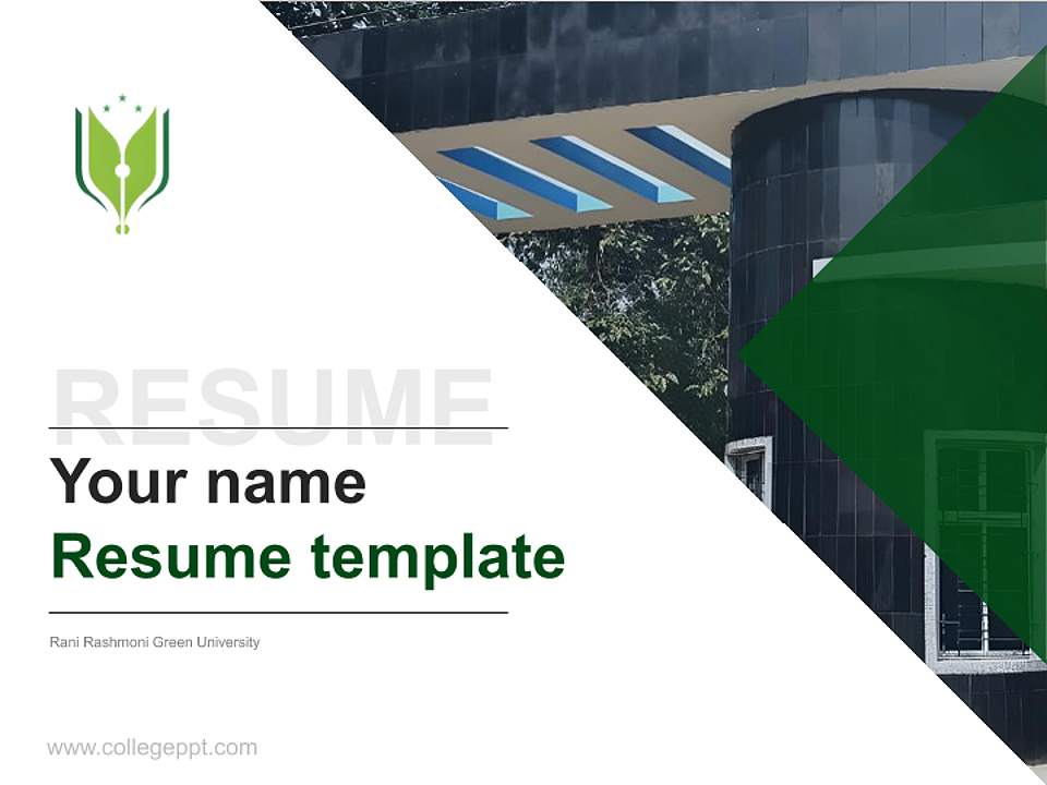 Rani Rashmoni Green University Resume PPT Template4:3 ratio PPT effect preview image5