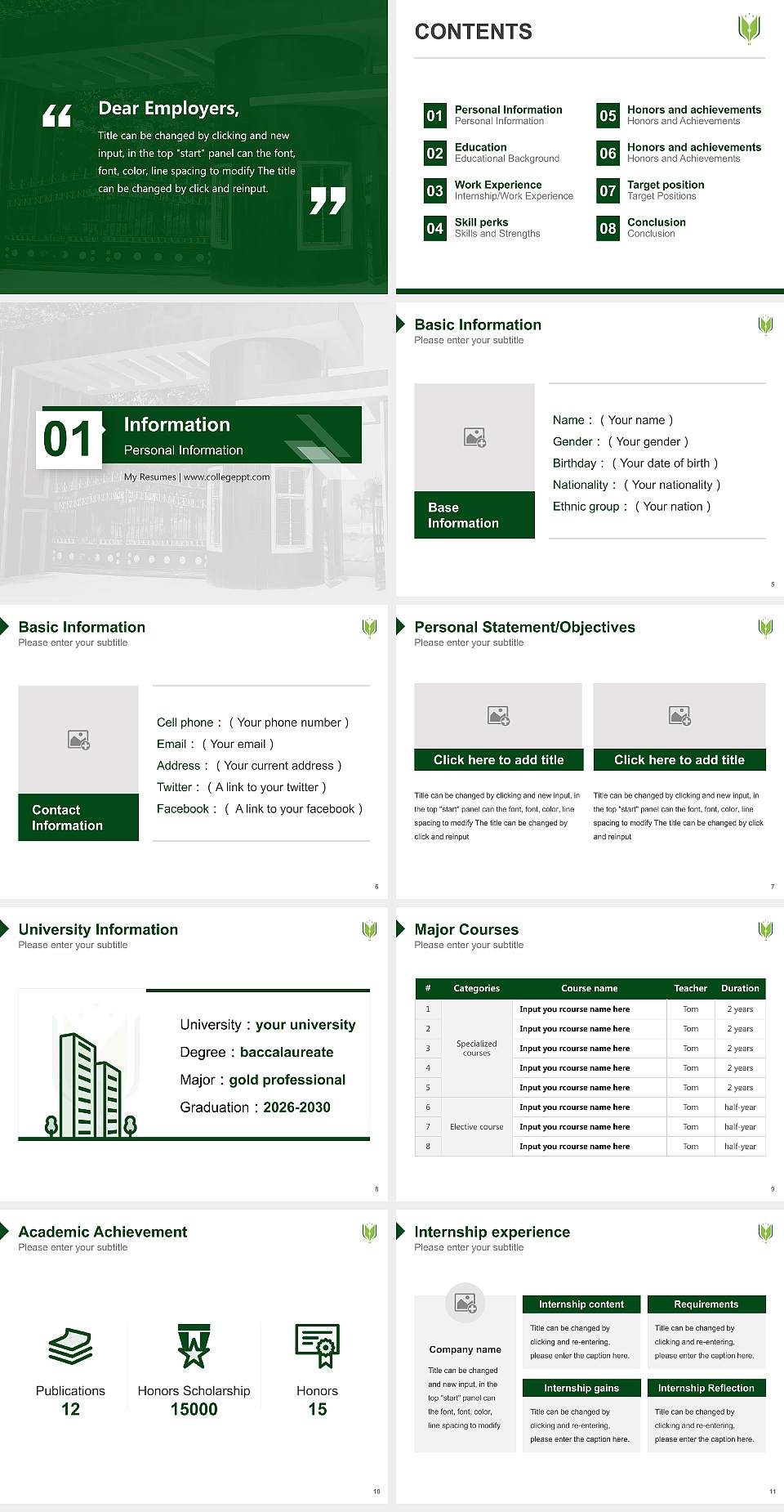 Rani Rashmoni Green University Resume PPT Template4:3 ratio PPT effect preview image2