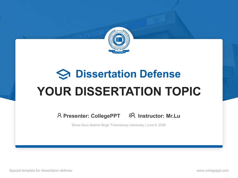 Shree Guru Gobind Singh Tricentenary University Graduation Thesis Defense PPT Template4:3 ratio PPT effect preview image7