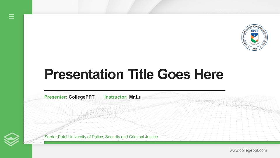Sardar Patel University of Police, Security and Criminal Justice Thesis Proposal/Graduation Defense PPT Template16:9 ratio PPT effect preview image