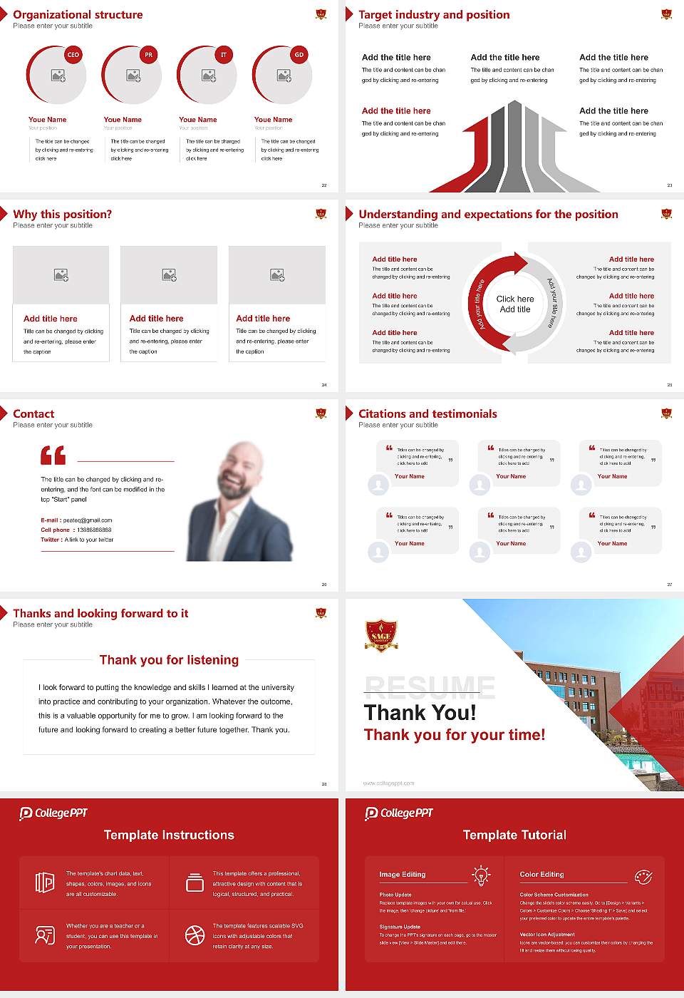 Sage University Resume PPT Template16:9 ratio PPT effect preview image4