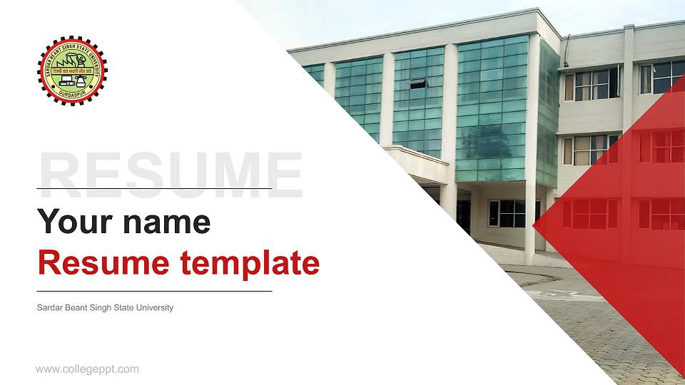 Sardar Beant Singh State University Resume PPT Template16:9 ratio PPT effect preview image