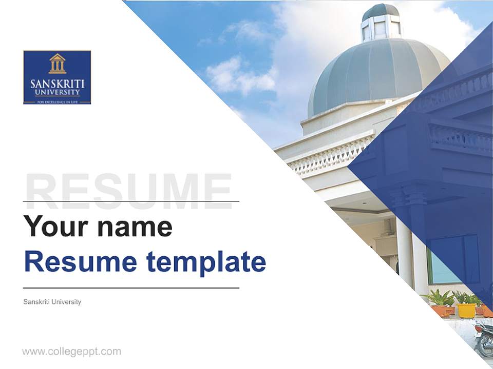 Sanskriti University Resume PPT Template4:3 ratio PPT effect preview image5