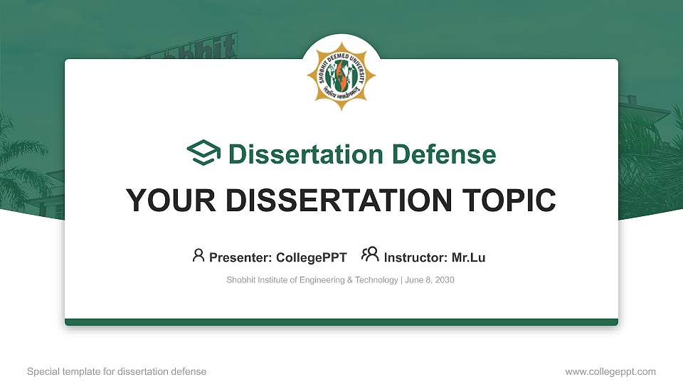 Shobhit Institute of Engineering & Technology Graduation Thesis Defense PPT Template16:9 ratio PPT effect preview image1