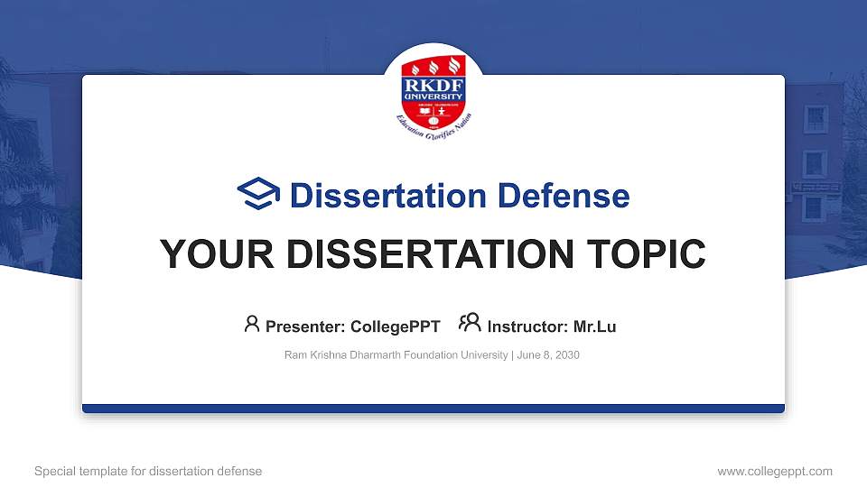 Ram Krishna Dharmarth Foundation University Graduation Thesis Defense PPT Template16:9 ratio PPT effect preview image