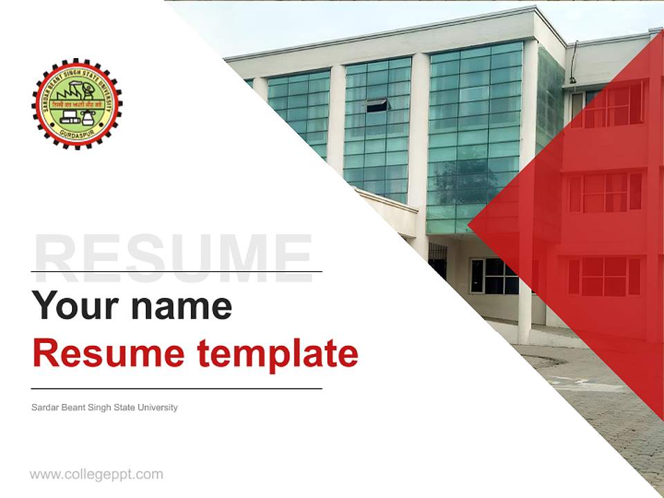 Sardar Beant Singh State University Resume PPT Template4:3 ratio PPT effect preview image5