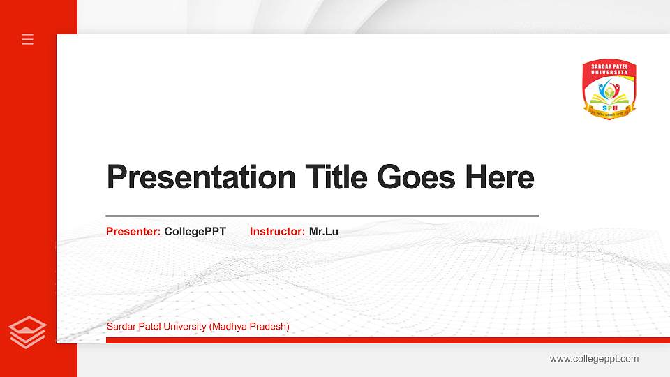 Sardar Patel University (Madhya Pradesh) Thesis Proposal/Graduation Defense PPT Template16:9 ratio PPT effect preview image