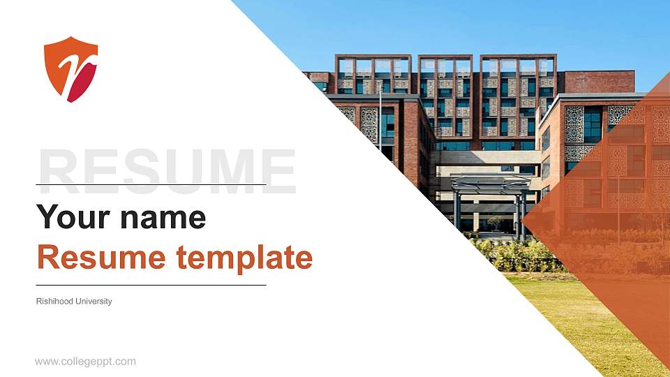 Rishihood University Resume PPT Template16:9 ratio PPT effect preview image