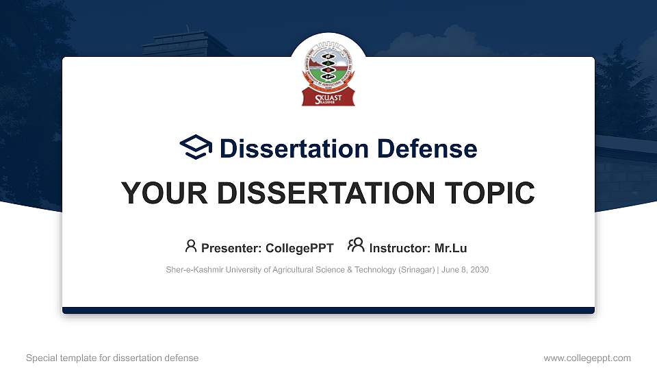 Sher-e-Kashmir University of Agricultural Science & Technology (Srinagar) Graduation Thesis Defense PPT Template16:9 ratio PPT effect preview image
