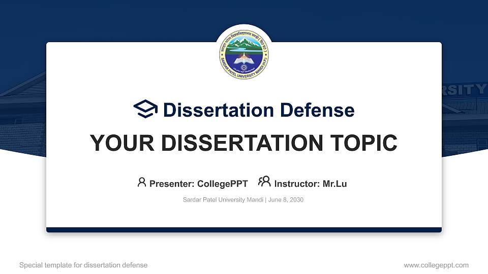 Sardar Patel University Mandi Graduation Thesis Defense PPT Template16:9 ratio PPT effect preview image