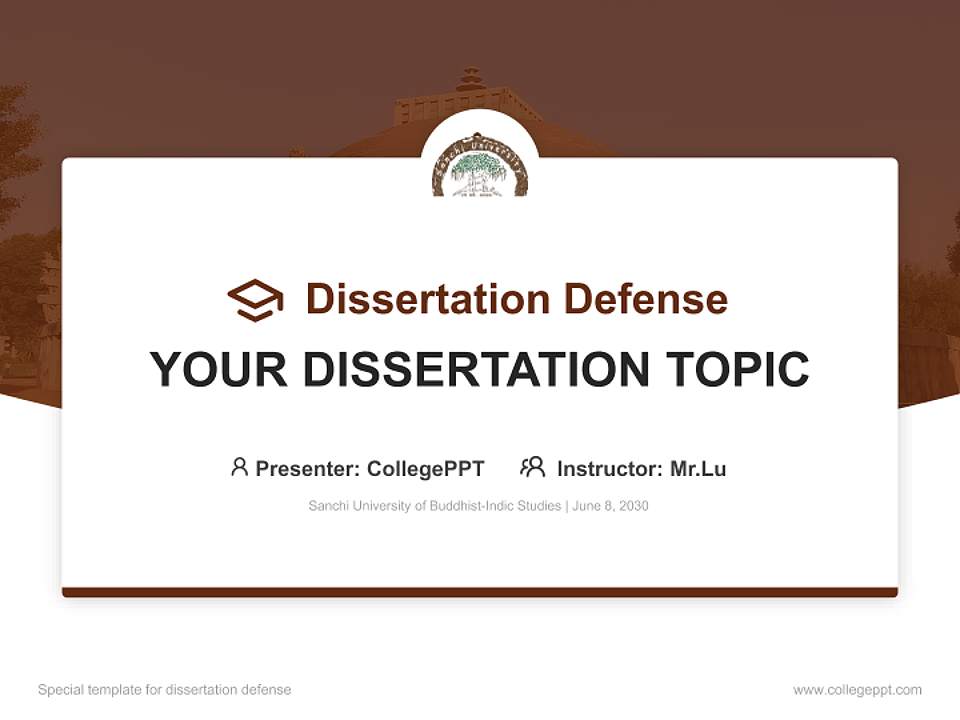 Sanchi University of Buddhist-Indic Studies Graduation Thesis Defense PPT Template4:3 ratio PPT effect preview image7