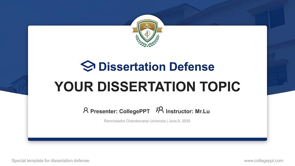 Ramchandra Chandravansi University Graduation Thesis Defense PPT Template16:9 ratio PPT effect preview image