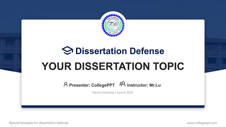 Ranchi University Graduation Thesis Defense PPT Template16:9 ratio PPT effect preview image1