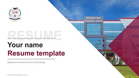 Sathyabama Institute of Science and Technology Resume PPT Template
