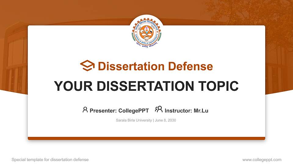 Sarala Birla University Graduation Thesis Defense PPT Template16:9 ratio PPT effect preview image